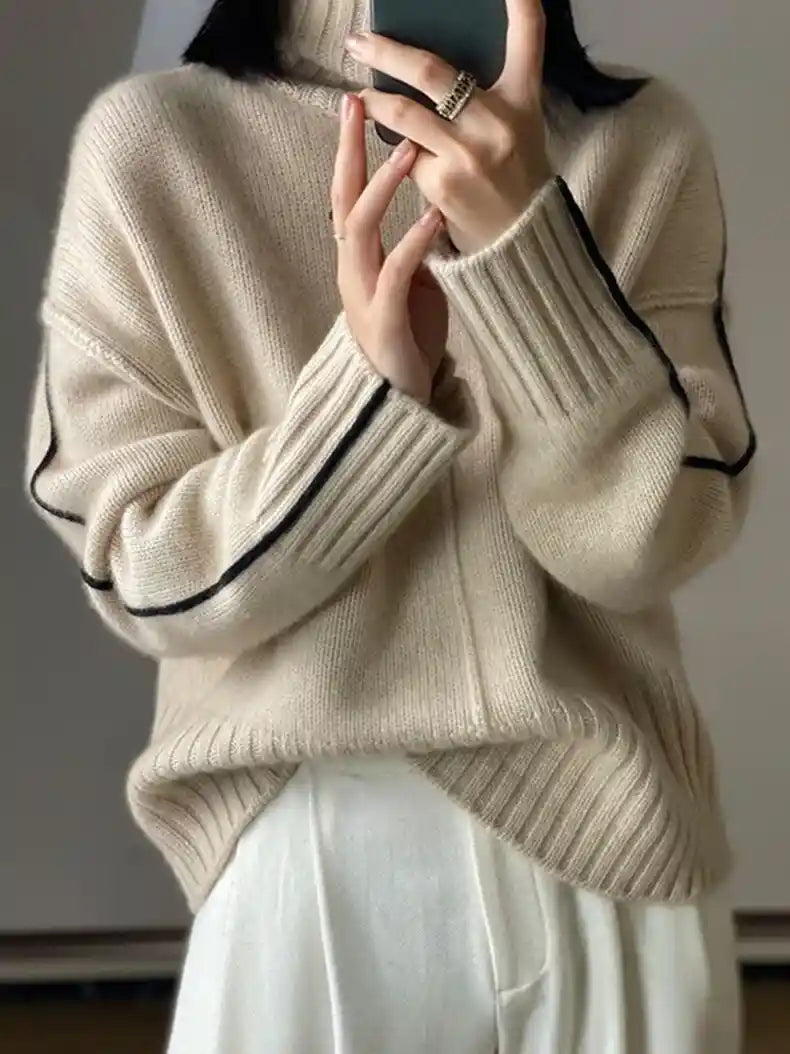 Cashmere Wool Blended Turtleneck Sweater