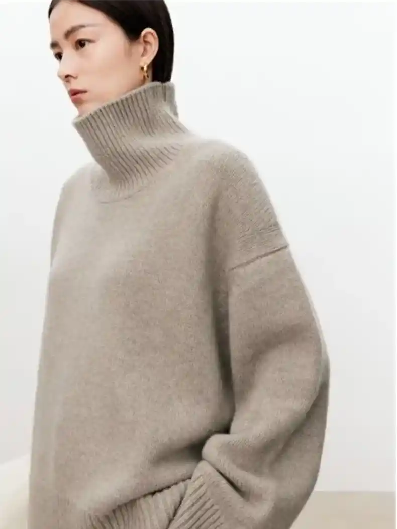 Oversized Turtleneck Pure Cashmere Pullover