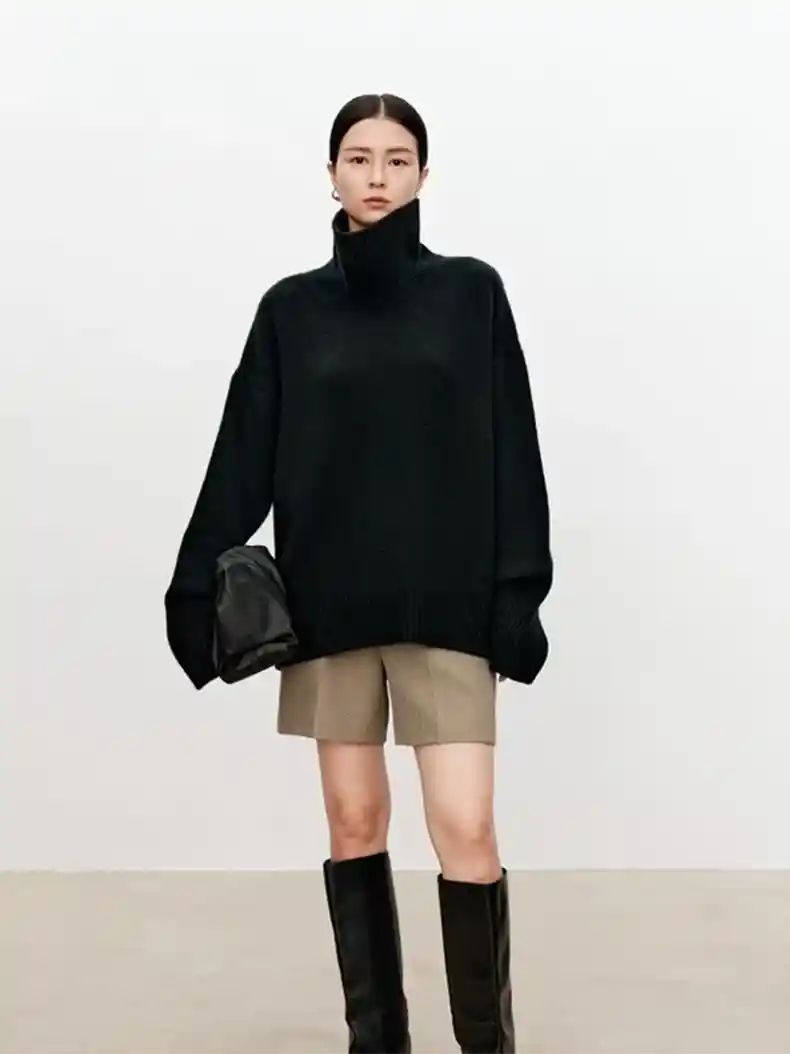 Oversized Turtleneck Pure Cashmere Pullover