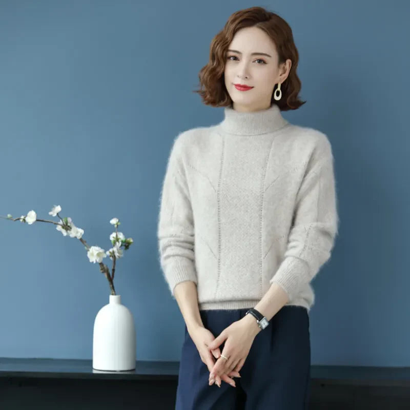 High Collar 100% Mink Cashmere Sweater