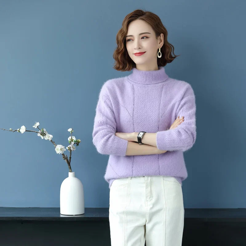 High Collar 100% Mink Cashmere Sweater