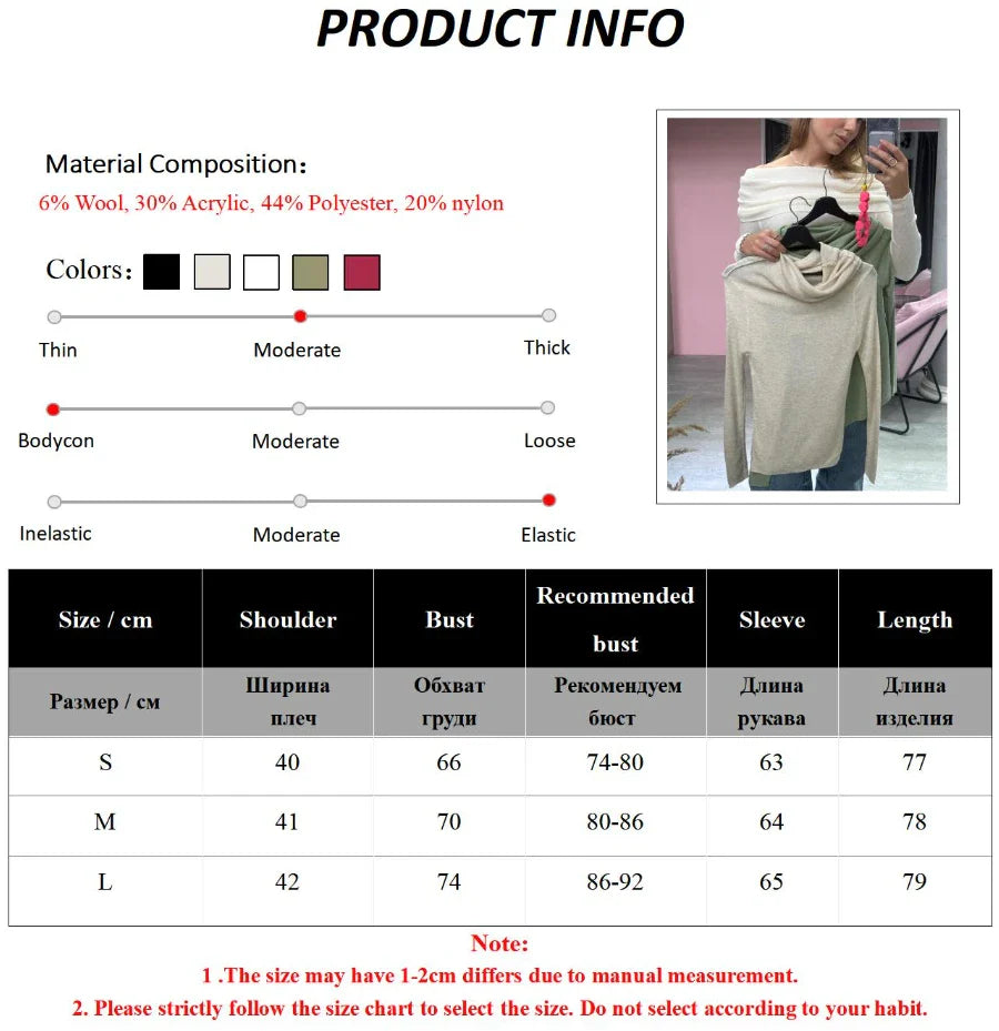 Off Shoulder Slim Fit Knitted Pullover