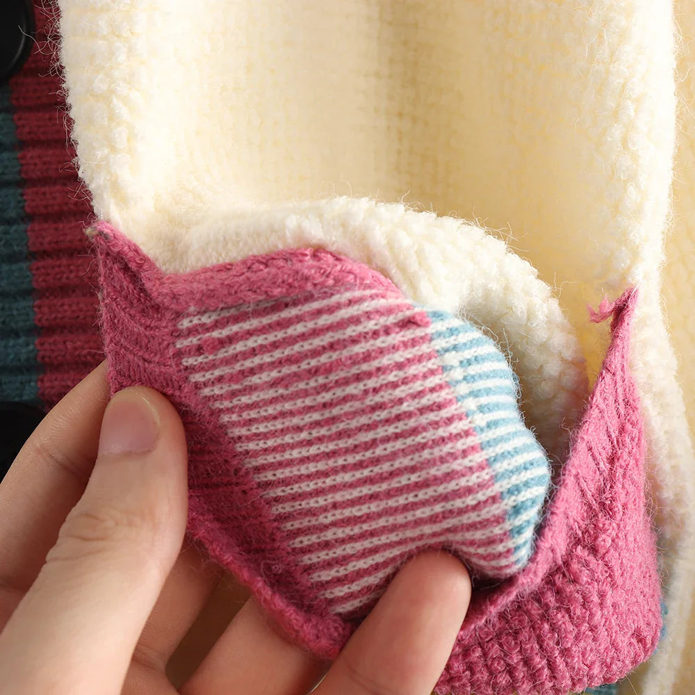 Colorful V-Neck Knitted Short Cardigan
