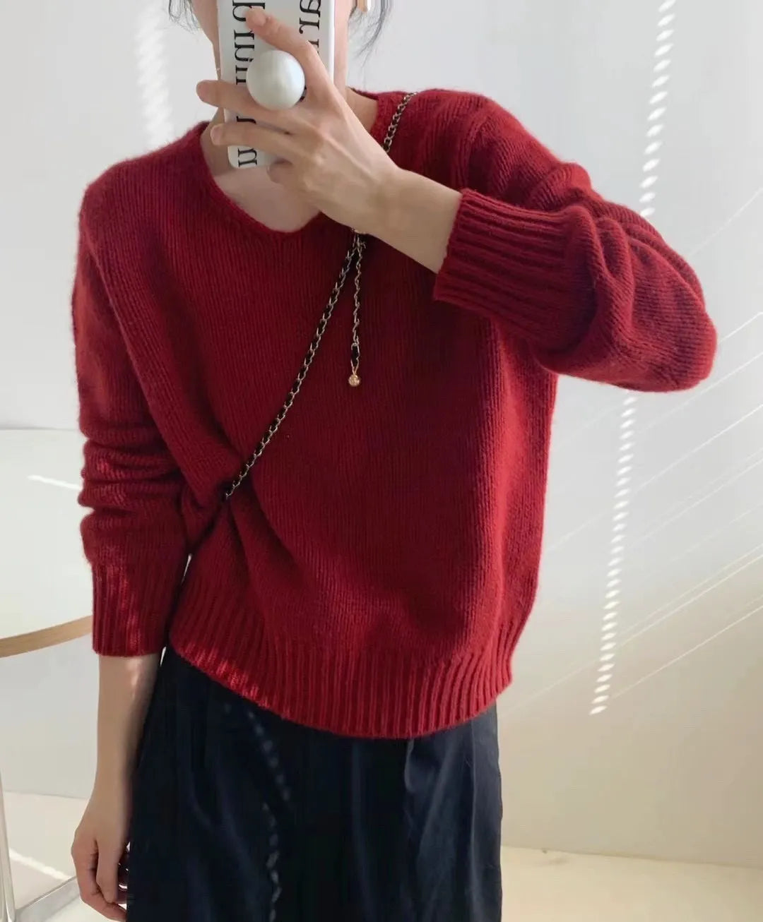 V-neck Pure Cashmere Sweater
