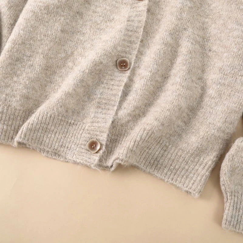 Wool Blend Soft Knitted Short Cardigan