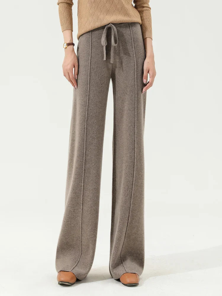 100% Merino Wool Knit Wide Leg Pants