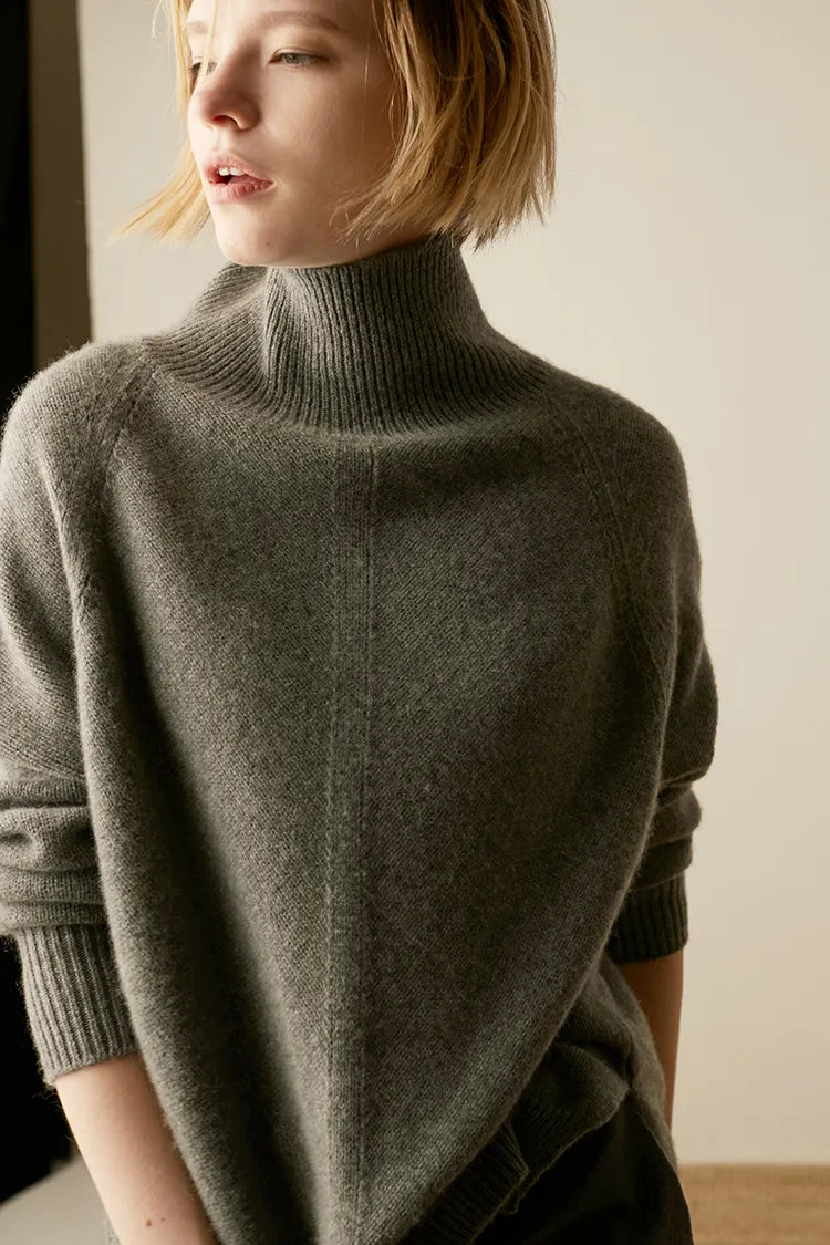 High-Necked Wool Pullover Sweater