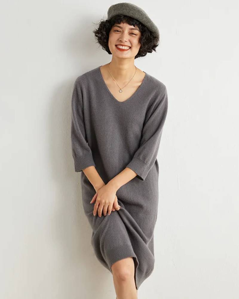 Cashmere Half Sleeve Sweater Dress