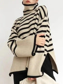 Striped Turtleneck Loose Pullover