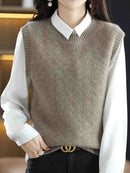 Crewneck Wool Knitted Vest