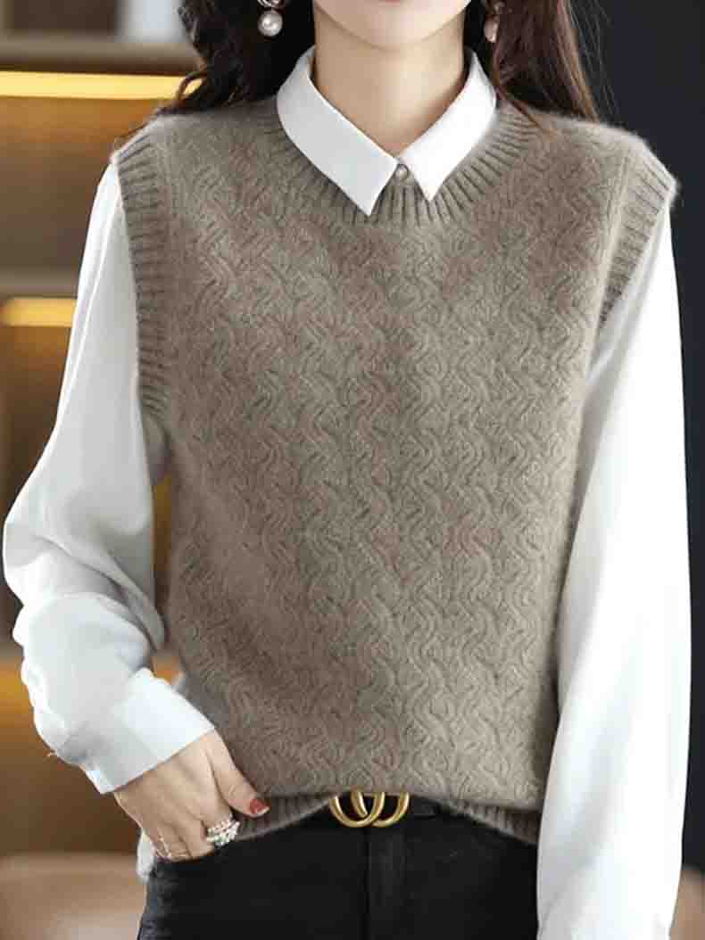 Crewneck Wool Knitted Vest