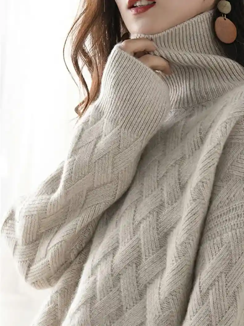 Slouchy Turtleneck Wool Sweater
