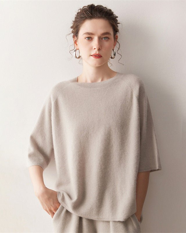 Cashmere Knitted Three-Quarter Sleeve Loose Sweater