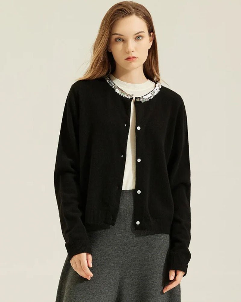 Cashmere Sequined Chanel-Style Sweater