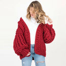 Bohemian Style Knitted Lantern Sleeve Sweater Cardigan
