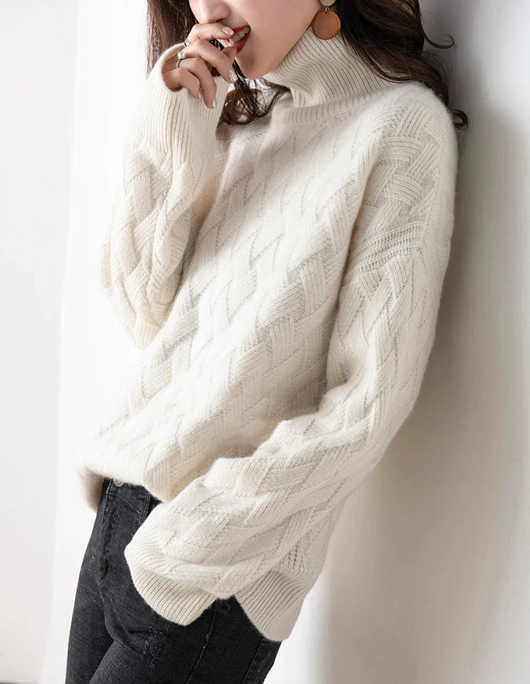 Slouchy Turtleneck Wool Sweater