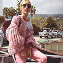 Bohemian Style Knitted Lantern Sleeve Sweater Cardigan