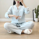 Long Sleeve Shirt & Trouser Cotton Pajamas Suit