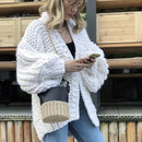 Bohemian Style Knitted Lantern Sleeve Sweater Cardigan