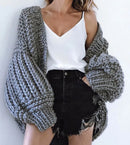 Bohemian Style Knitted Lantern Sleeve Sweater Cardigan