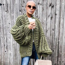 Bohemian Style Knitted Lantern Sleeve Sweater Cardigan