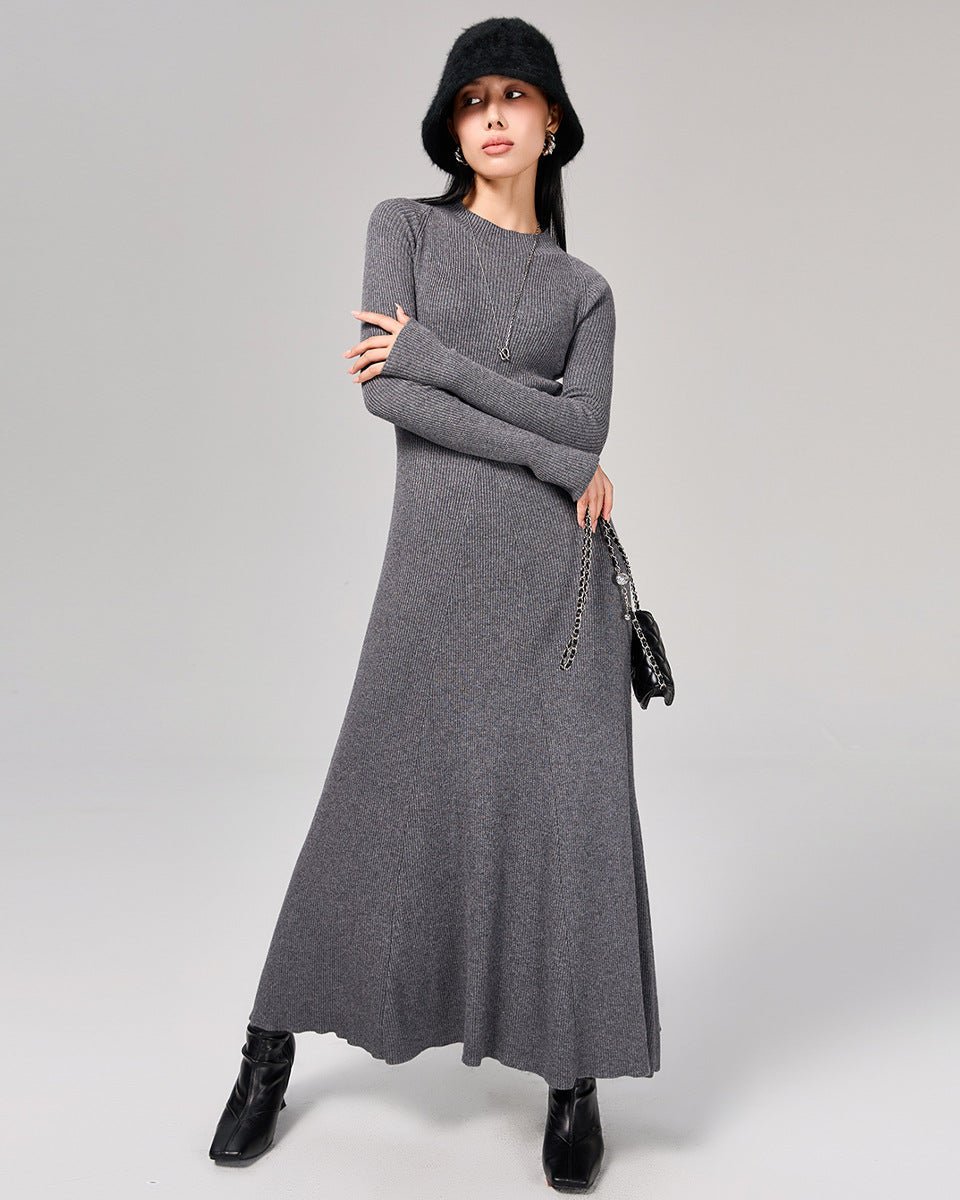 Lace-Up Wool Maxi Dress