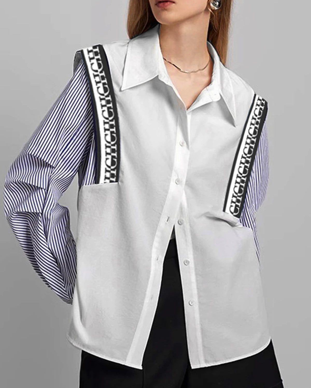 New Minimalist Striped Patchwork Shirt