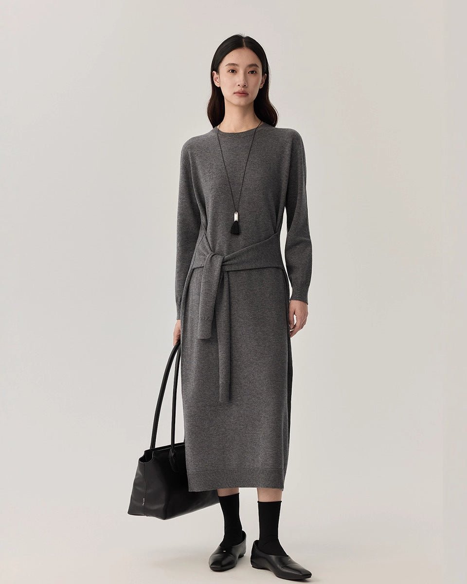 Wool Crew Neck Knit Dress
