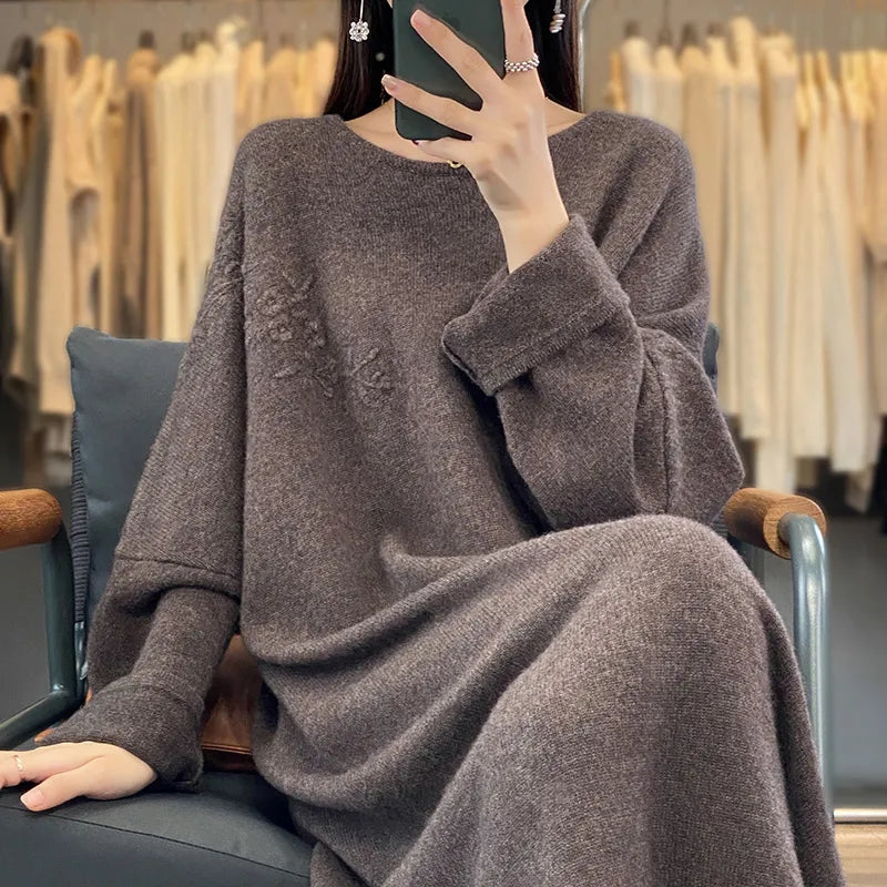 Oversized Round-Neck Cashmere Dress