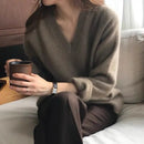 Gentle Herd Slouchy V-neck Wool Sweater