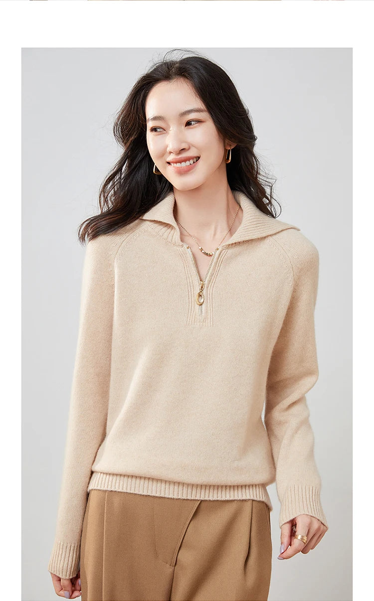 Pure Cashmere Half-zip Collar Jumper