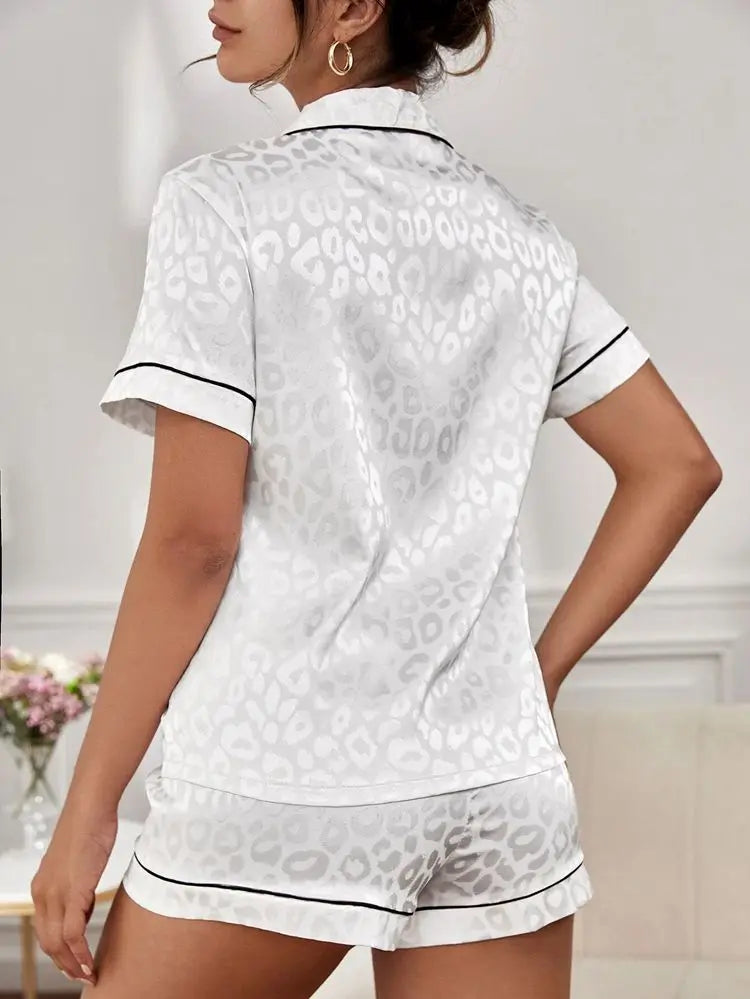 Satin Shorts Pajamas Two Piece Set