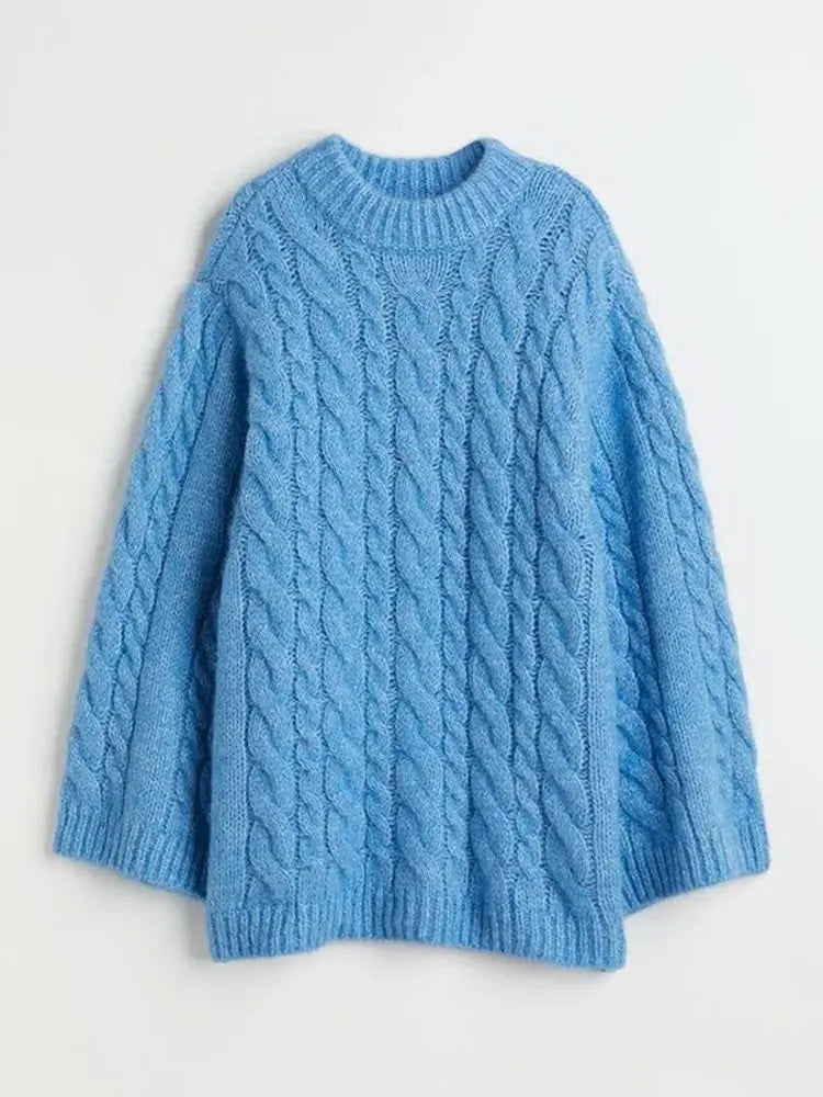 Flared Sleeves Cable Knit  Pullover