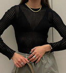 Slim See-Through Pullover Top