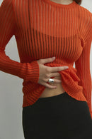 Slim See-Through Pullover Top
