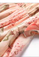 Floral Print Chiffon Bow Neck Long Sleeve Dress