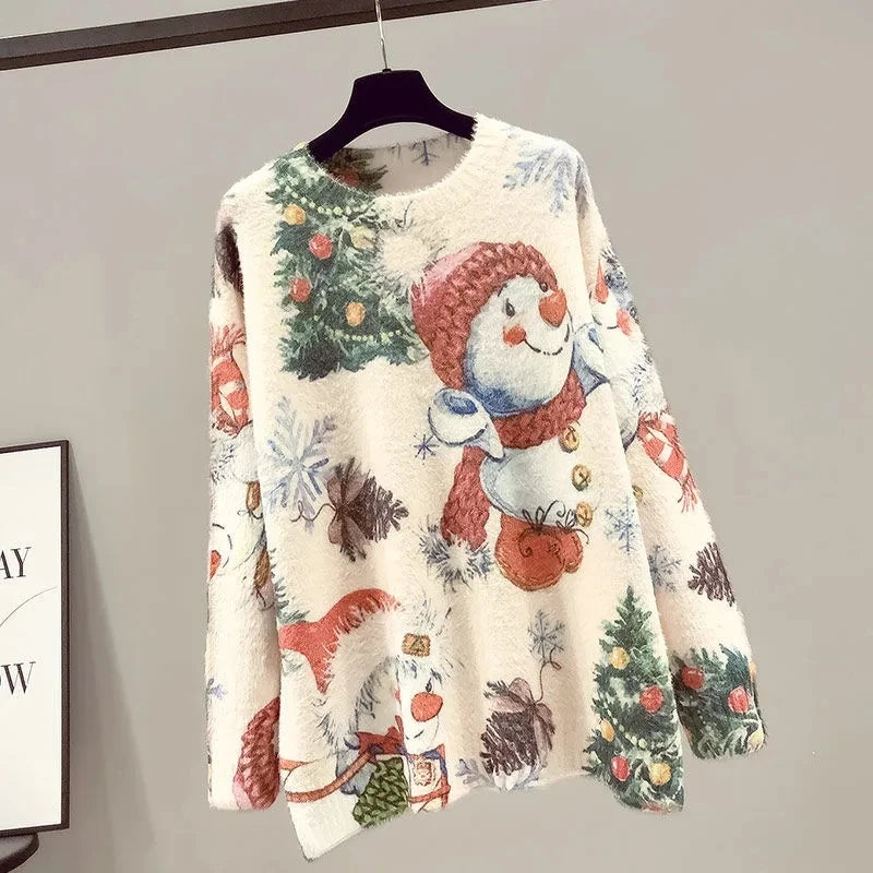 Christmas Snowman Pullover Knitted  Sweater