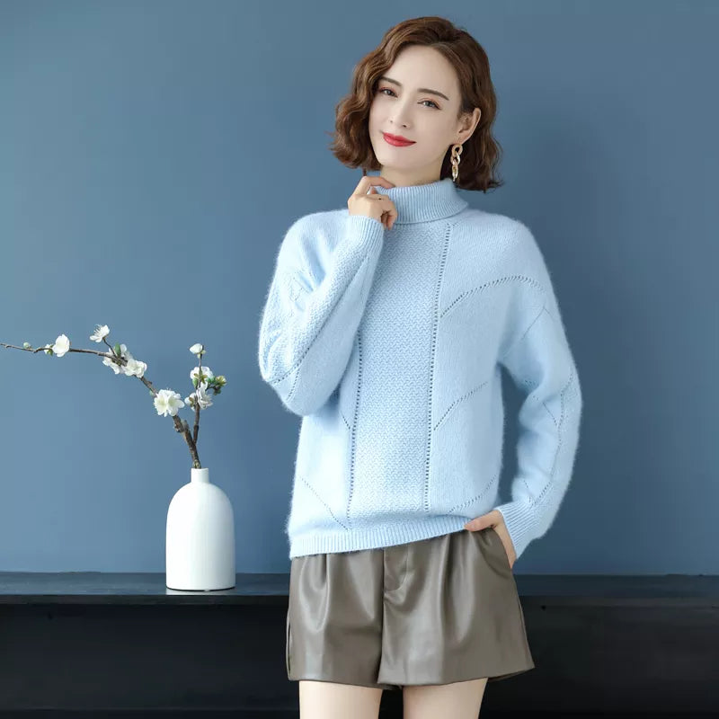 High Collar 100% Mink Cashmere Sweater