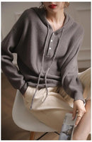 Drawing Pure Wool Knitted Hoodie