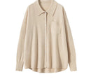 100% Cashmere Knitted Turn-down Collar Shirt