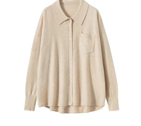 100% Cashmere Knitted Turn-down Collar Shirt