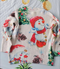 Christmas Snowman Pullover Knitted  Sweater