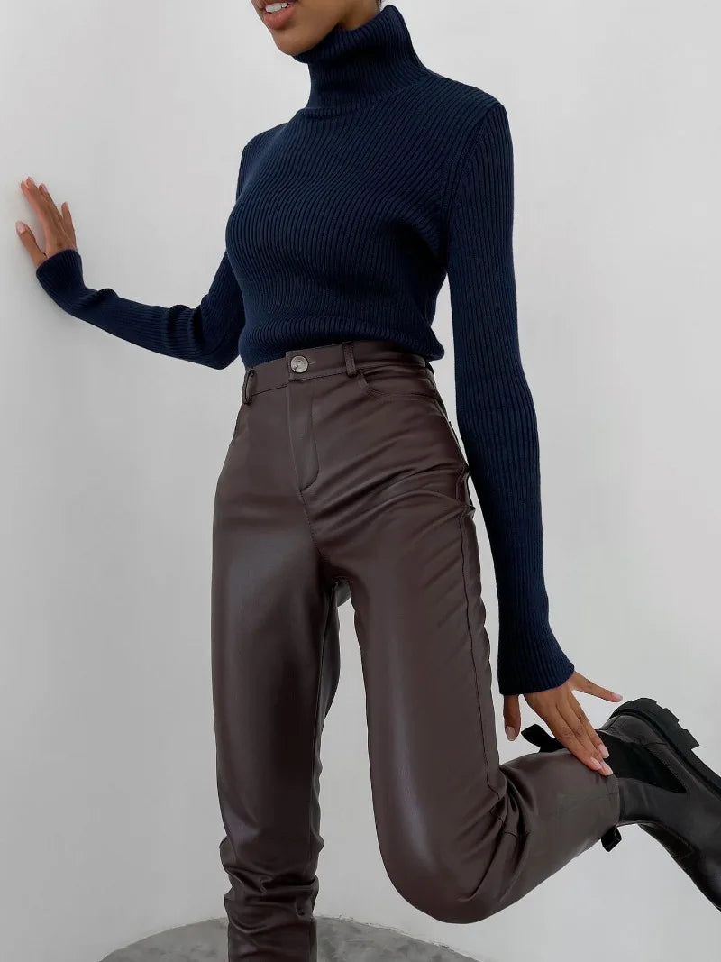 Knitted Basic Turtleneck Sweaters