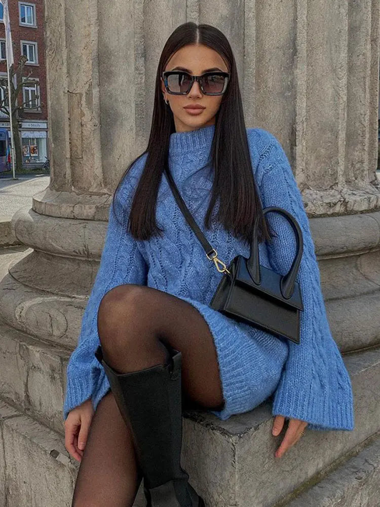 Flared Sleeves Cable Knit  Pullover