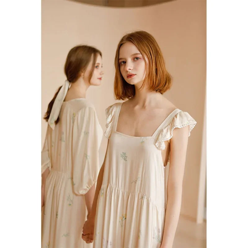 Printed Sweet Satin Sleep Dress