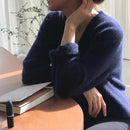 Gentle Herd Slouchy V-neck Wool Sweater