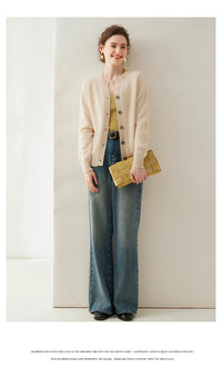 100% Cashmere Knitted Short Cardigan