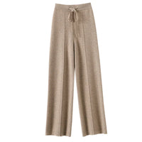 Drawstring Wide-Leg Cashmere Pants
