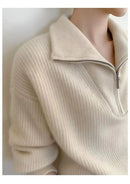 Gentle Herd Lapel Zipper Cashmere Pullover