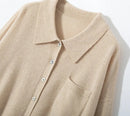 100% Cashmere Knitted Turn-down Collar Shirt